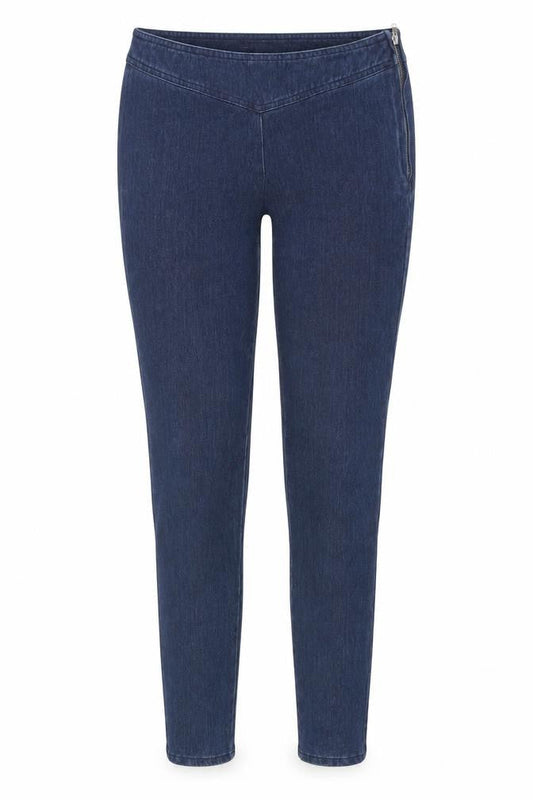 Front view of FC Jeans Women's Blue Skinny Denim Jeggings UK 12 with Ankle Zip
