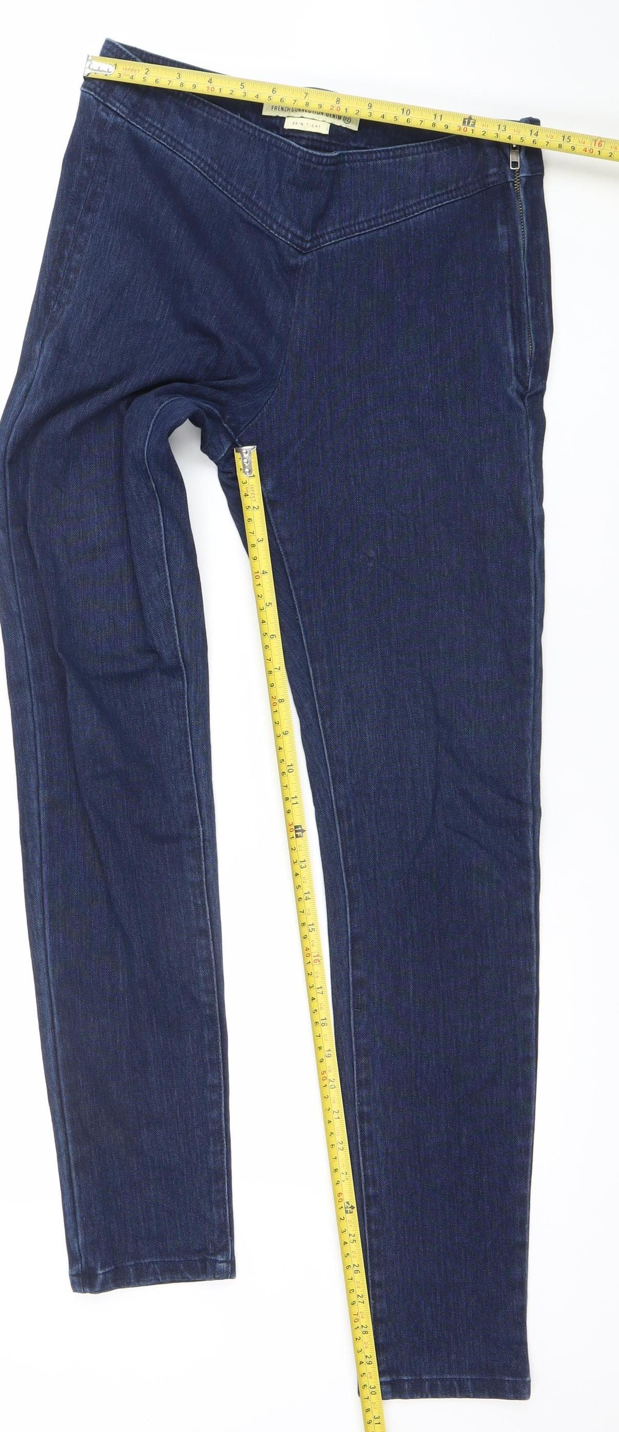 French Connection Women's Blue Skinny Jeans Size 12 Stretch Denim