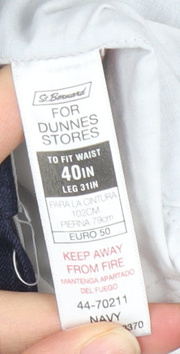 Dunnes Stores Men's Navy Blue Regular Fit Trousers 40W 31L