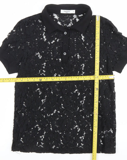 Womens UK Size S Daphnea Black Lace Polo