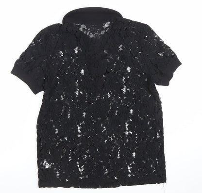 Womens UK Size S Daphnea Black Lace Polo