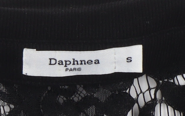 Womens UK Size S Daphnea Black Lace Polo