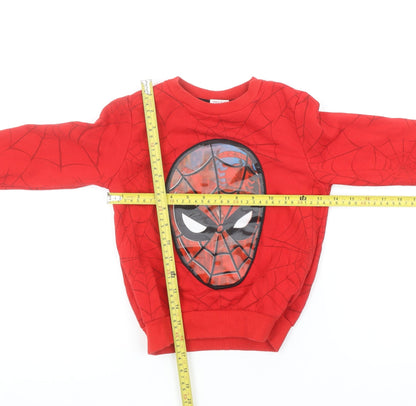 Marvel Spiderman Boys Red Pullover Sweatshirt 4-5 Years Graphic Print Fleece
