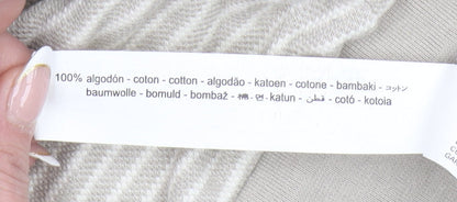 ZARA Men's Beige Striped Cotton Short Sleeve Regular Fit T-Shirt M