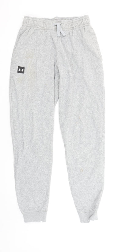 Under Armour Men Grey Small Jogger Sweatpants Fleece Relaxed Fit