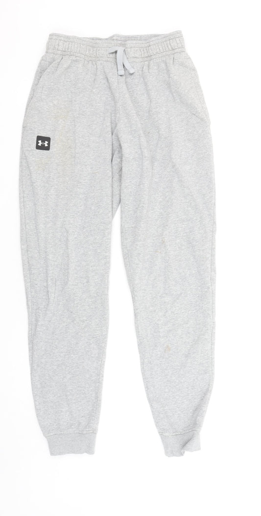 Under Armour Men Grey Small Jogger Sweatpants Fleece Relaxed Fit