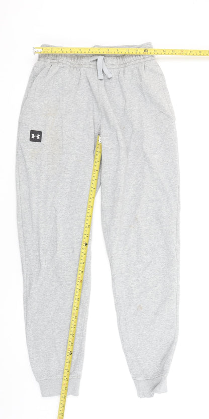 Under Armour Men Grey Small Jogger Sweatpants Fleece Relaxed Fit