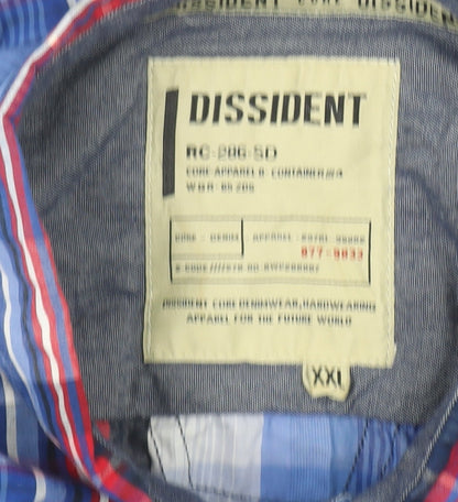 Dissident Men's Blue Check Long Sleeve Button-Up Cotton Shirt 2XL