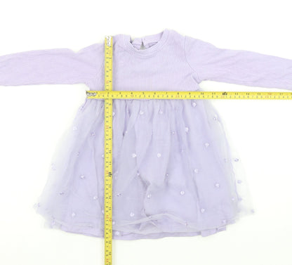 Dunnes Stores Girls Purple Embroidered Tutu Dress 18-24 Months