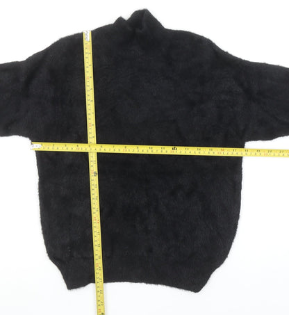 Primark Women's Black XS Mock Neck Fuzzy Knit Pullover Jumper