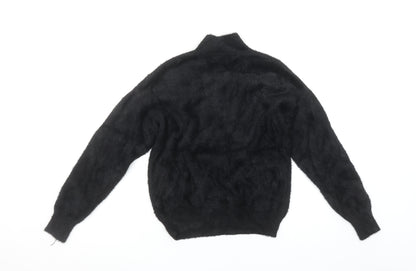 Primark Women's Black XS Mock Neck Fuzzy Knit Pullover Jumper