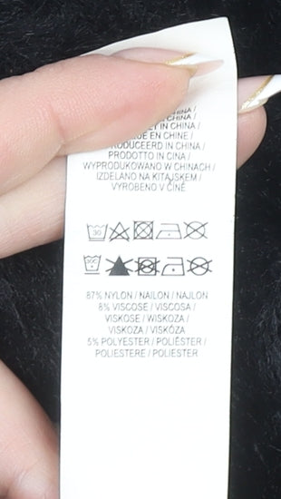 Primark Women's Black XS Mock Neck Fuzzy Knit Pullover Jumper