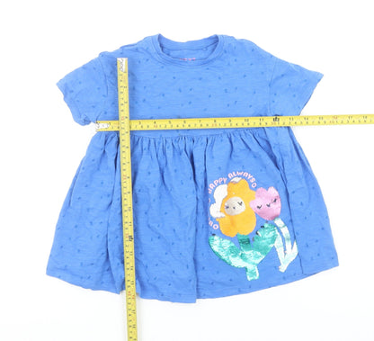 Next Girls Blue Short Sleeve Skater Dress 18-24 Months Sequin Floral