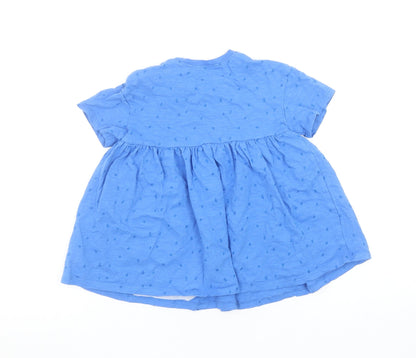 Next Girls Blue Short Sleeve Skater Dress 18-24 Months Sequin Floral