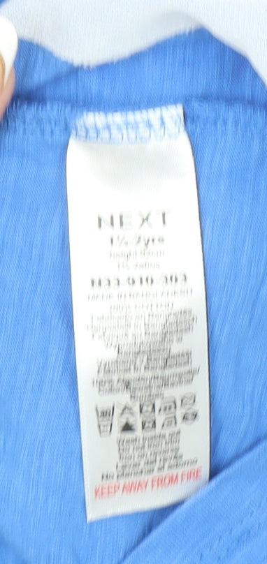 Next Girls Blue Short Sleeve Skater Dress 18-24 Months Sequin Floral