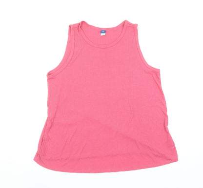 Old Navy Women Pink Ribbed Jersey Tank Top Size M