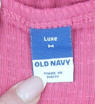 Old Navy Women Pink Ribbed Jersey Tank Top Size M