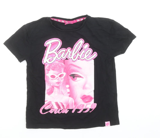 Girls UK Size 8-9 Years Barbie Black Basic T-Shirt
