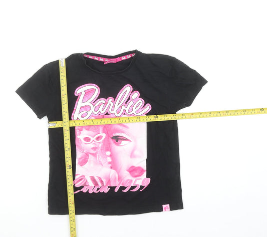 Girls UK Size 8-9 Years Barbie Black Basic T-Shirt