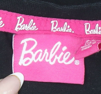 Girls UK Size 8-9 Years Barbie Black Basic T-Shirt