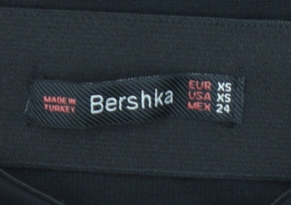 Bershka Women Black XS High Rise Pencil Skirt Stretch Polyester