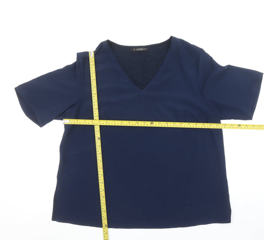 Dunnes Womens Navy Blue Basic V-Neck Short Sleeve Blouse Size 16