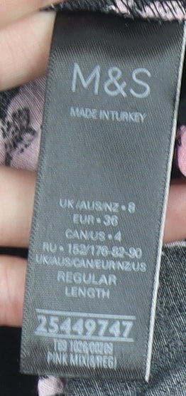 Marks and Spencer Women’s Black Pink Floral Long Dress Size 8
