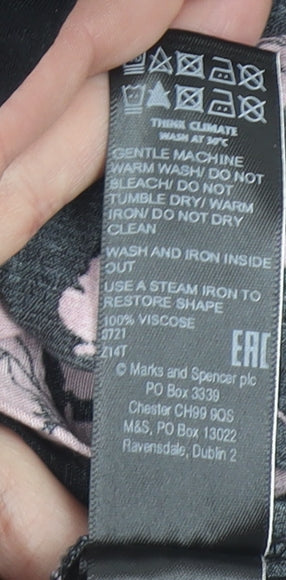 Marks and Spencer Women’s Black Pink Floral Long Dress Size 8