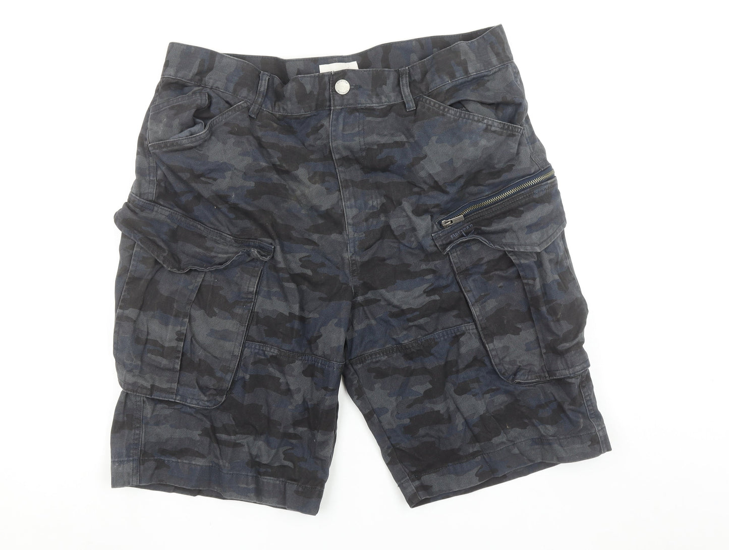 Firetrap Men's Blue Camouflage 2XL Cargo Shorts with Pockets