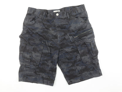 Firetrap Men's Blue Camouflage 2XL Cargo Shorts with Pockets