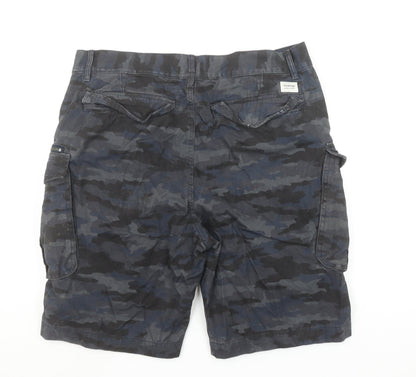 Firetrap Men's Blue Camouflage 2XL Cargo Shorts with Pockets