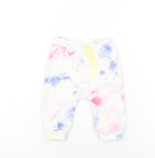 GAP Baby Unisex Multicoloured Tie Dye Jogger Trousers 3-6 Months Cotton Blend
