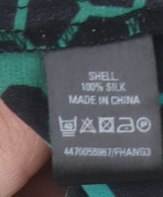 Oasis Women Green Geometric Silk Asymmetric Dress Size 8