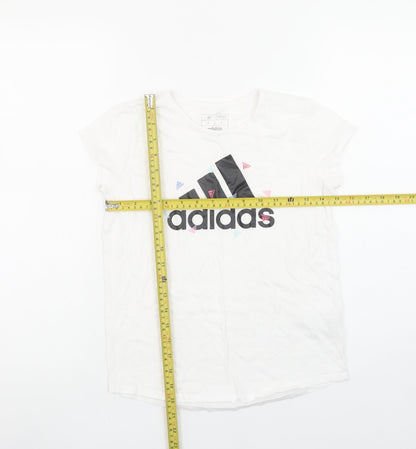Girls UK Size 12 Years adidas White Basic T-Shirt