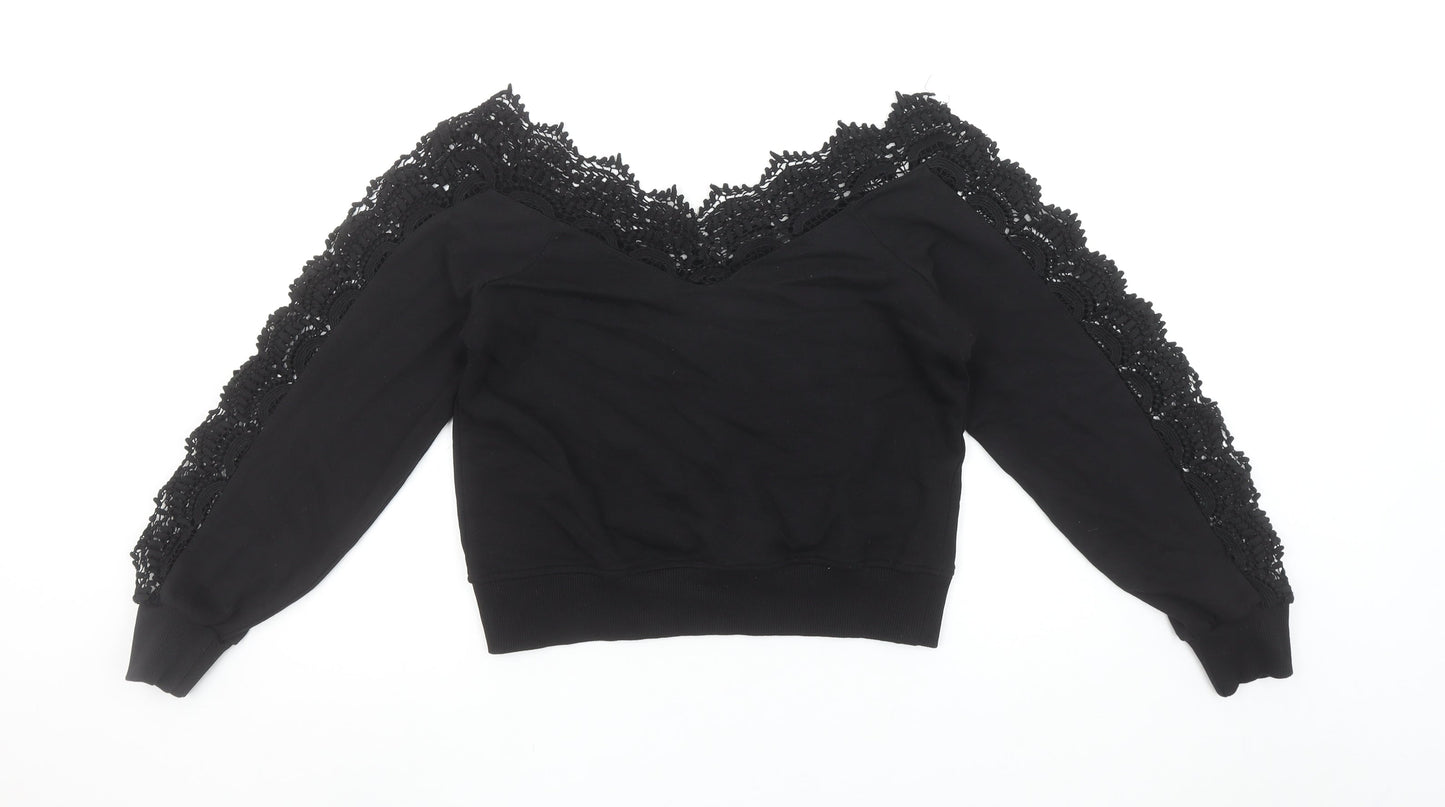 Womens UK Size XS River Island Black Pullover Sweatshirt