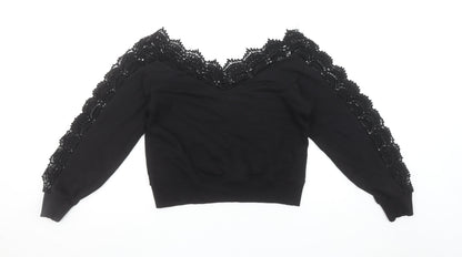 Womens UK Size XS River Island Black Pullover Sweatshirt