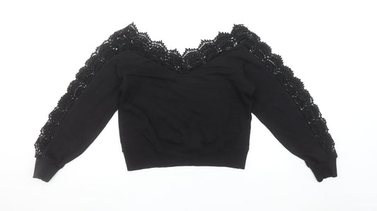 Womens UK Size XS River Island Black Pullover Sweatshirt