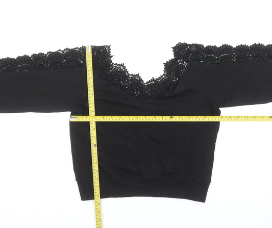 Womens UK Size XS River Island Black Pullover Sweatshirt