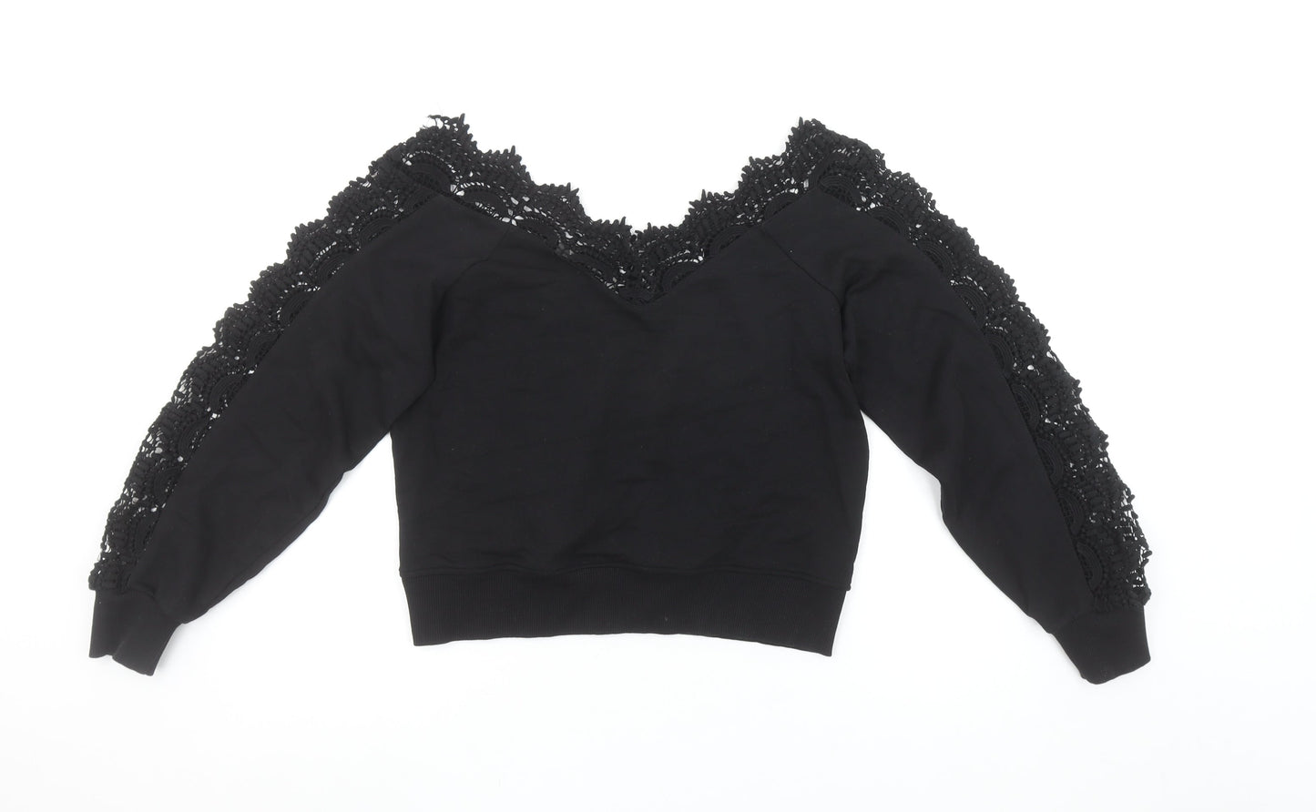 Womens UK Size XS River Island Black Pullover Sweatshirt