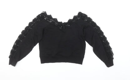 Womens UK Size XS River Island Black Pullover Sweatshirt