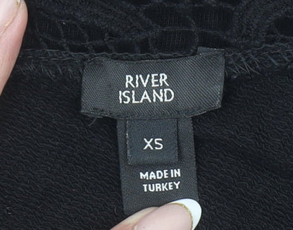 Womens UK Size XS River Island Black Pullover Sweatshirt