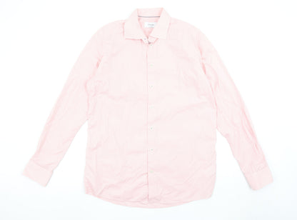 Eton Men's Pink Slim Fit Check Long Sleeve Button-Up Cotton Shirt Size 16