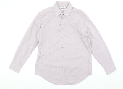Calvin Klein Men’s Pink Slim Fit Stretch Check Shirt Size L 16” Collar