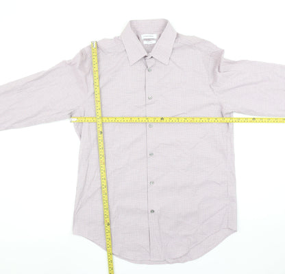 Calvin Klein Men’s Pink Slim Fit Stretch Check Shirt Size L 16” Collar