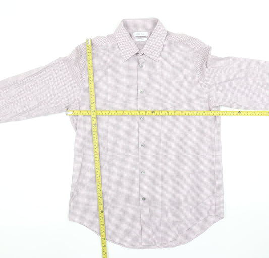 Calvin Klein Men’s Pink Slim Fit Stretch Check Shirt Size L 16” Collar