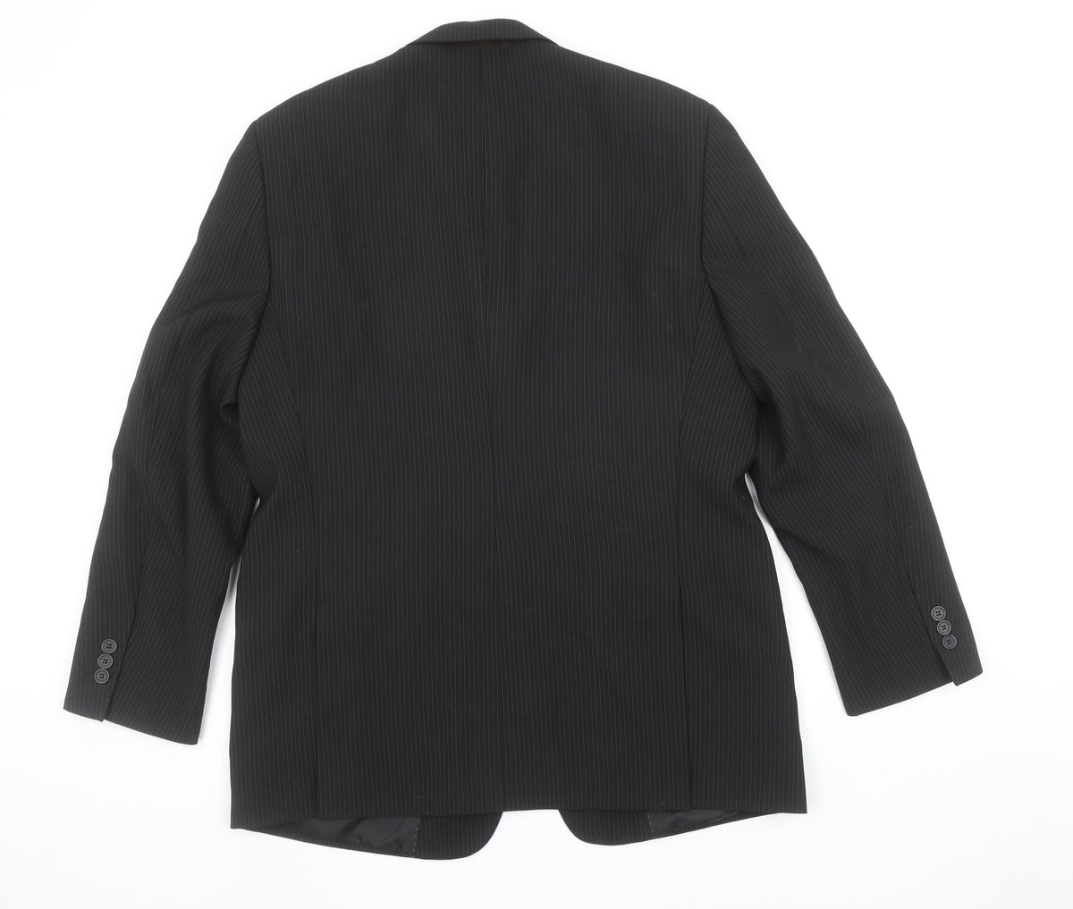 Bartoni Men's Black Pinstripe 42R Classic 2-Button Suit Jacket