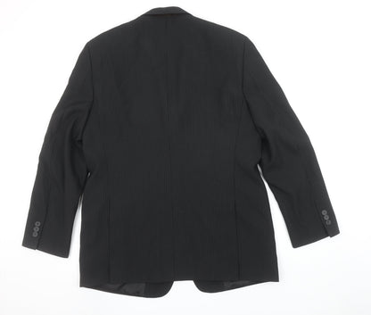 Bartoni Men's Black Pinstripe 42R Classic 2-Button Suit Jacket