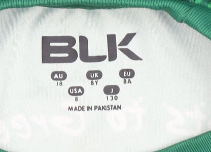 BLK Boys Green Connacht Rugby Long Sleeve Athletic Top Size 8 Years