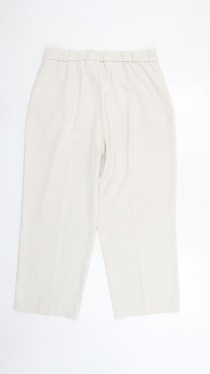 Womens UK Size 14 Rachel Zoe Regular Fit Cropped Beige Trousers