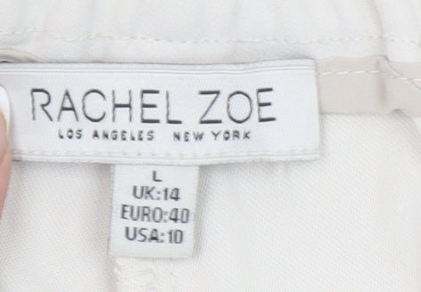Womens UK Size 14 Rachel Zoe Regular Fit Cropped Beige Trousers